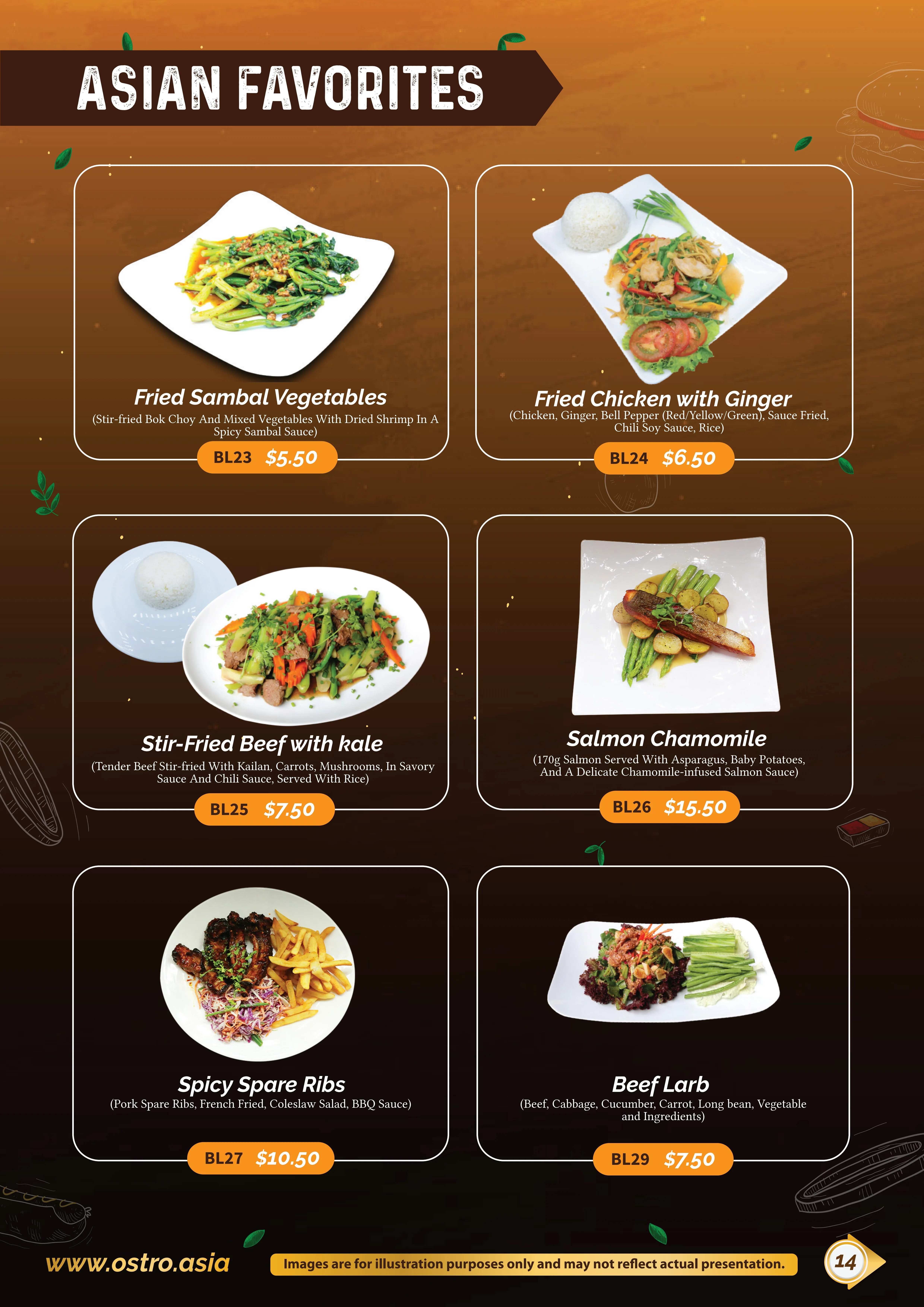 Asian Main Courses Menu 1